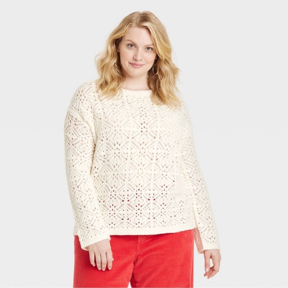 Universal Thread Boatneck Openwork sweater NWT - image 7